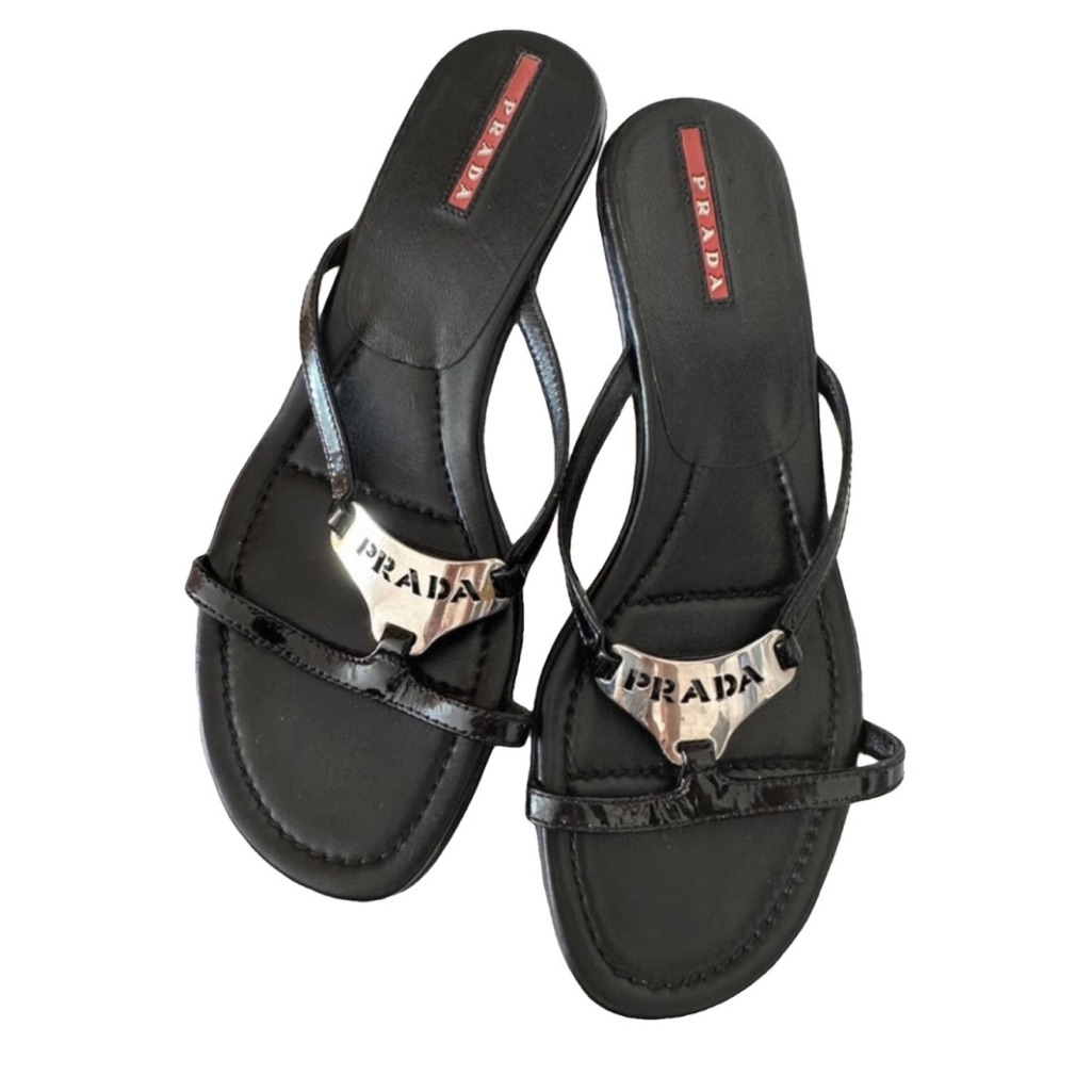 Authentic Prada Black Sandals Size 37 Eu